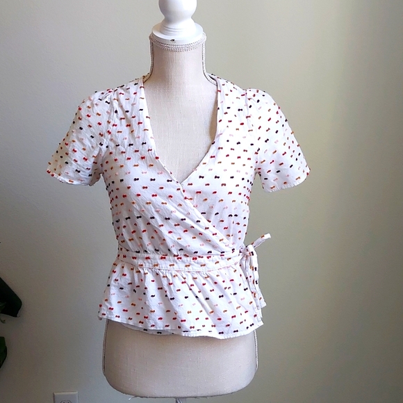 Madewell Ruffle-Hem Wrap Top in Clipdot size XXS - Picture 3 of 11